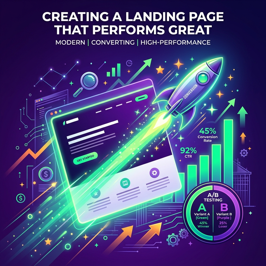 page de destination, créer une page de destination, landing page, optimisation de la page de destination, conversion de la page de destination, CTA, tests A/B, vitesse du site, SEO page de destination, génération de leads Comment créer une page de destination performante en 2026